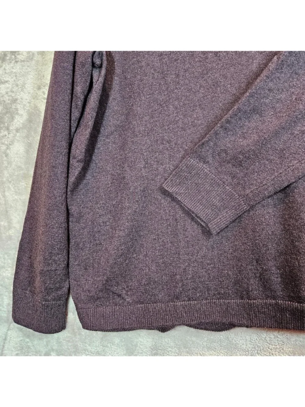 Eddie Bauer Mens Cotton Cashmere V-Neck Sweater XL Purple Long Sleeve Career